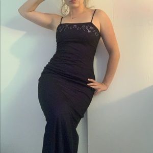 Tight purple long evening dress
